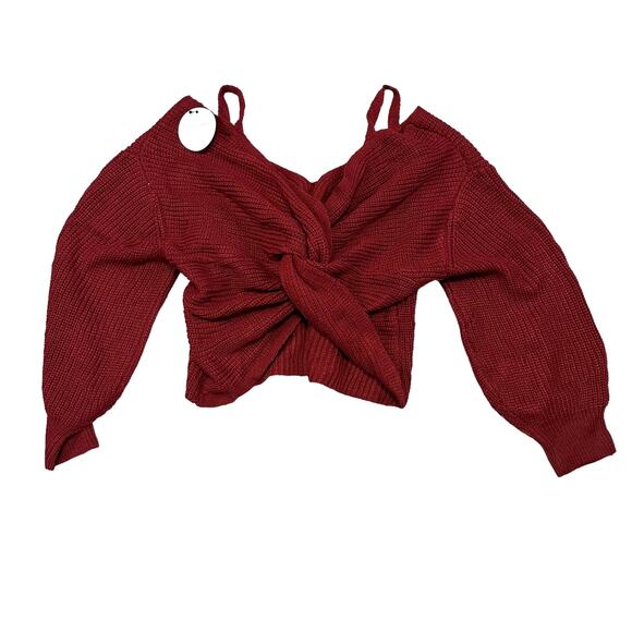 Brazil Breeze Maroon Twist Cropped Sweater New With Tags Small - Picture 1 of 4